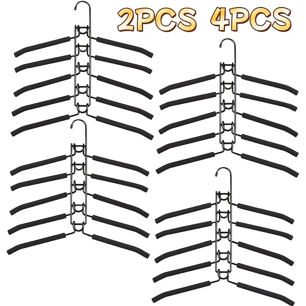 2-4 pieces per rack, space-saving clothes hanger, multi-layer metal clothes hanger, 5-in-1 for space saving - Back to School Season