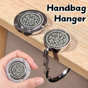 1Pcs New Vintage Flowers Handbag Hanger Holder Rack Portable Table Hook Holder Travel Accessory Foldable Purse Bag Hook