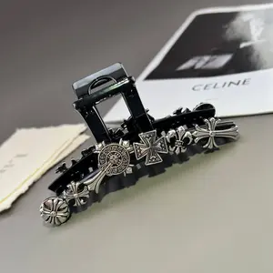 Gothic Aesthetic Shark Hair Claw Clip, Punk-Style Iris Cross Design, High-Street Fashion Back-of-the-Head Hair Accessory