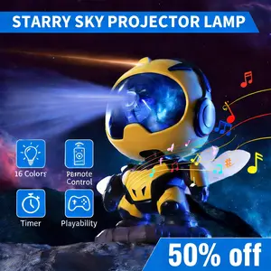 Galaxy Projector Bee Astronaut Starry Sky Lamp Colorful Nebula Projection with Remote Control Timer Music Sync Playable Light Bedroom Home Decor Space Theme Night Light Gift for Kids Adults Party Relax Sleep Atmosphere Room Decoration daily use