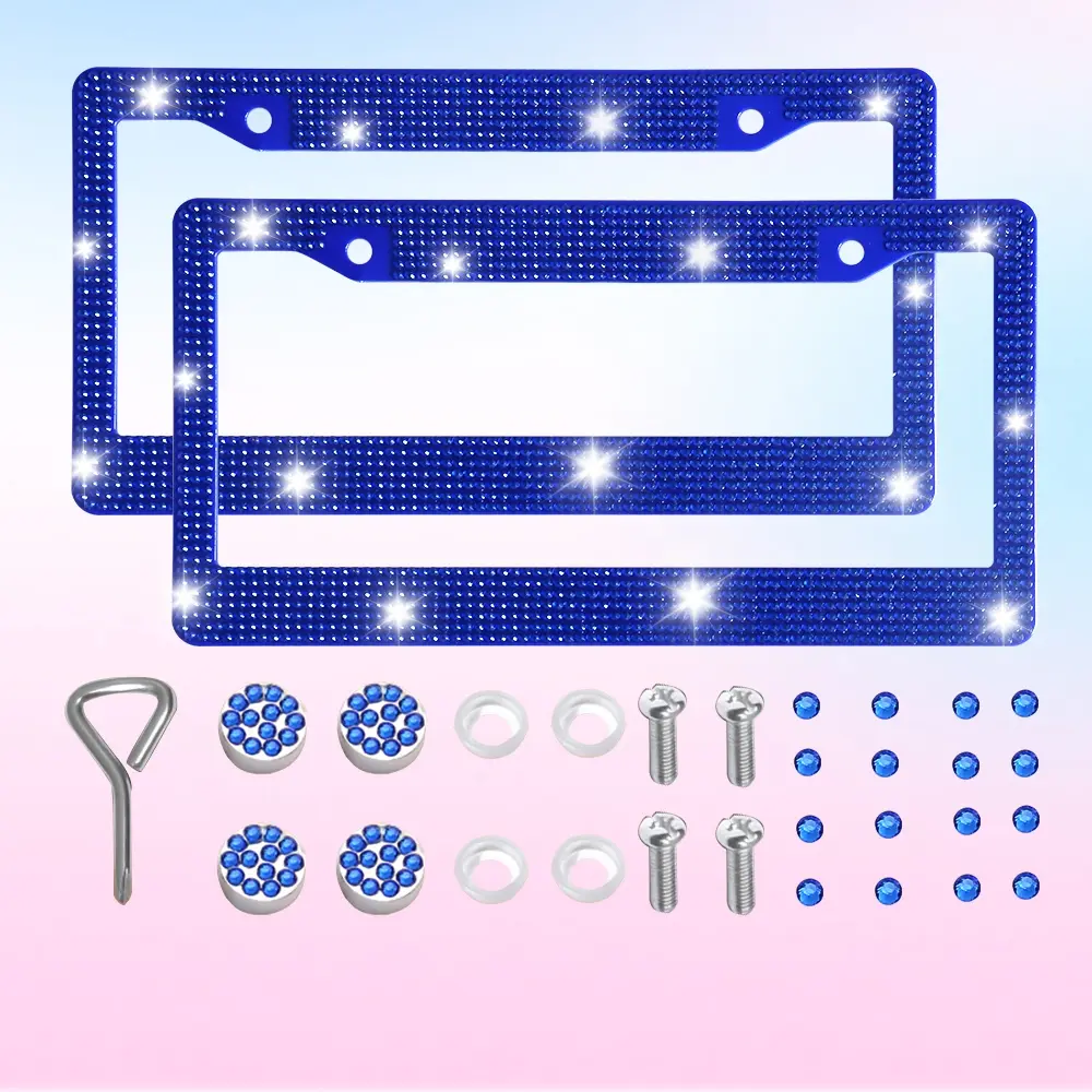 Car license Plate Frame Kit, Vehicle Stainless steel license Plate cover, Vehicles Exterior Decoration Accessories, Universal diamond studded car license plate, Fancy license plate, Men Gifts, Automotive exterior accessories
