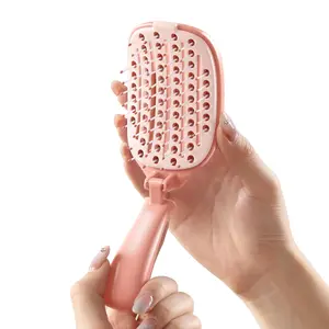 Travel Foldable Hair Brush,Self-cleaning Portable Pocket Hair Brush for Thin Thick Hair, Vented Speed Dry HairBrush for Men Women Kids Thick Thin Curly Straight Wet Dry Hair