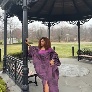 Timeless Brocade Elegant Dress for Occasion Classy Unique and Sophisticated with Purple Floral Design