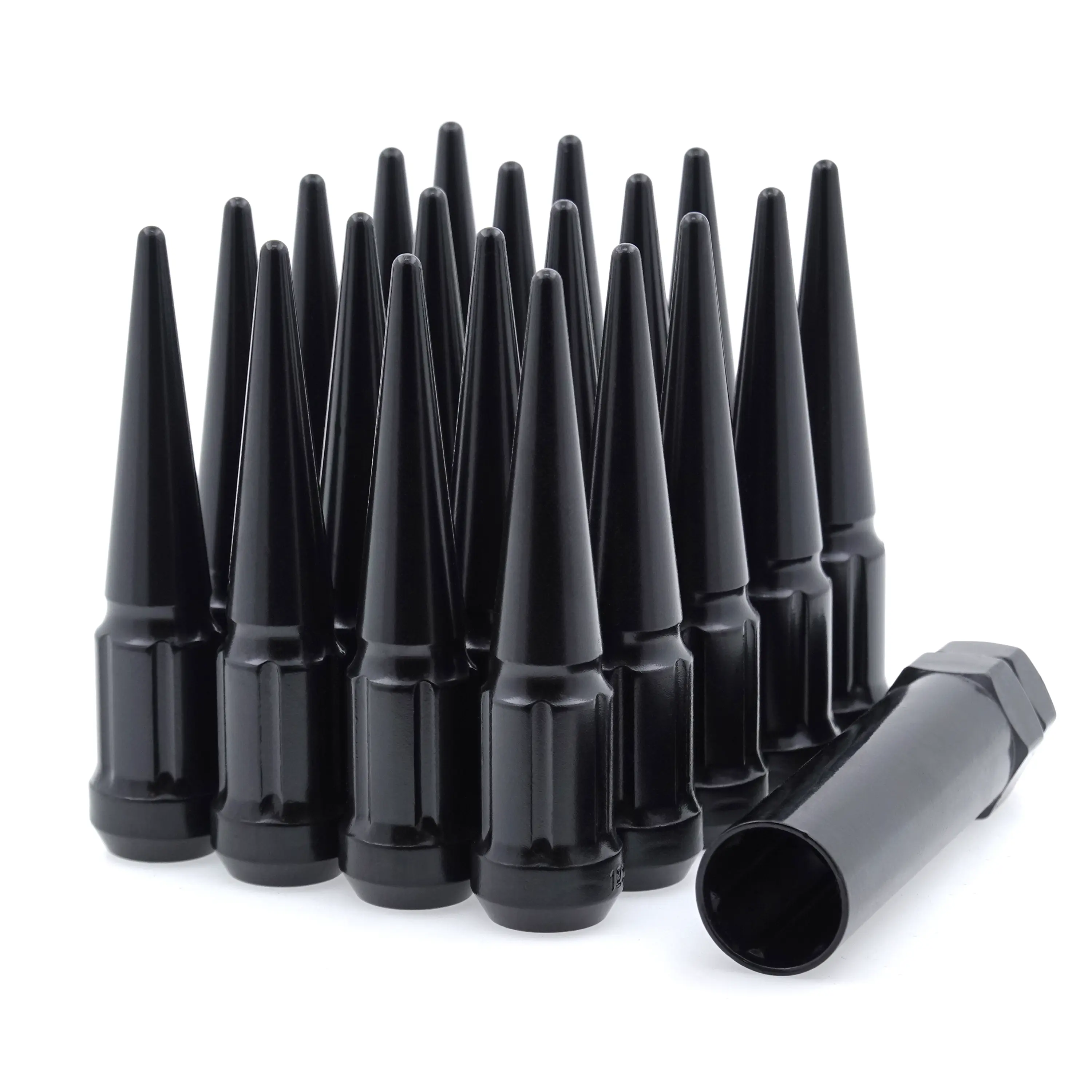 EZACCESSORY 1/2" Thread Short Spike Lug Nuts 3.35" Tall 20 Pieces+Key
