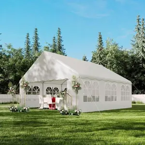 Garvee 20x20 ft Heavy Duty Party Tent - Outdoor Wedding & Event Canopy with Removable Sidewalls & Waterproof Roof, White Commercial Shelter for Backyard, Reception, Festival