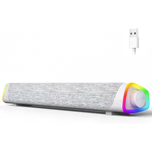 Plus Bluetooth Computer Speakers for PC Desktop, 6 Modes LED Lights with All-in-one Control Button, Wired USB Powered Sound Bar, Surround Sound Portable SoundBar for Monitor Laptop Phone