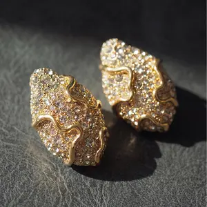 Retro niche designer European micro-set heavy-duty stud earrings with no ear holes