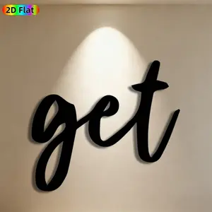 1pc "get" Script Metal Wall Art+"get" Calligraphy Statue Mural, Ideal Gift for Christmas, New Year, Weather-Resistant Metal Wall Decor Wall Sculptures, Perfect for Home Wall & Garden Fence, Typography Enthusiasts