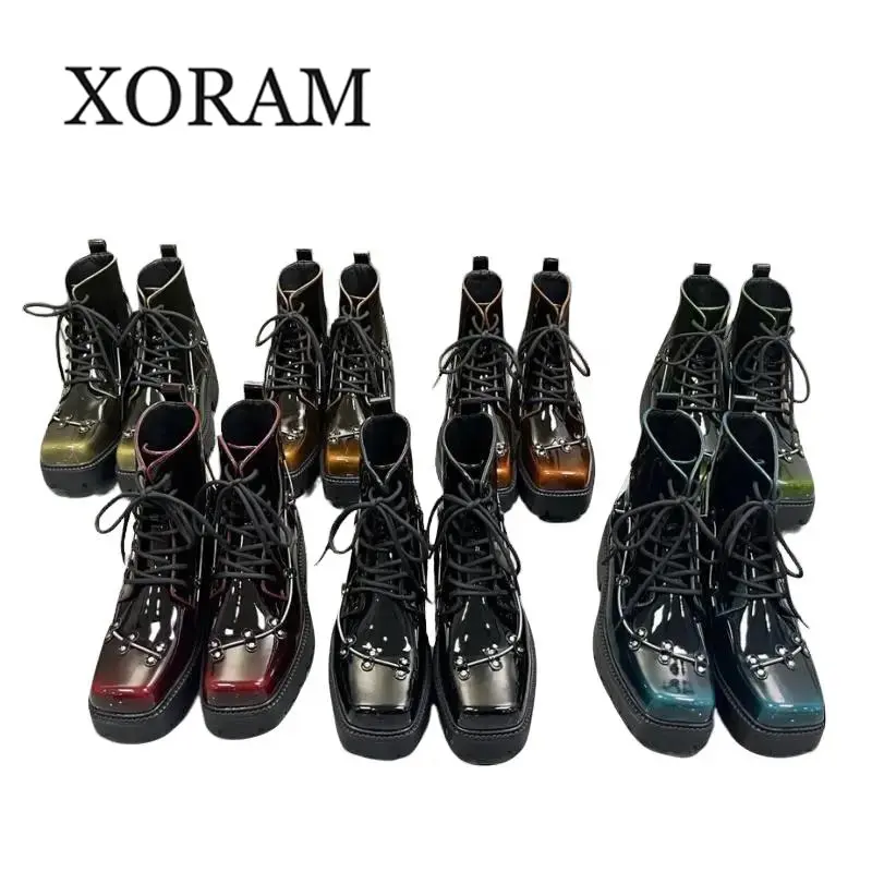 XORAM Classic Unisex Combat Boots - Leather Punk Rock, Comfortable Lace-Up Ankle Boots for Men & Women 56882 Footwear boots for men and women