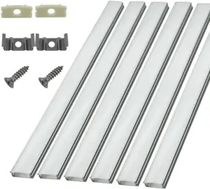 6-Pack 30cm/1ft 17.2x7mm Led Aluminum Channel System U Shape with Cover, Led Strip Light Diffuser with White End Caps and Mounting Clips Accessories for Under Counter Light Fixture for Indoor