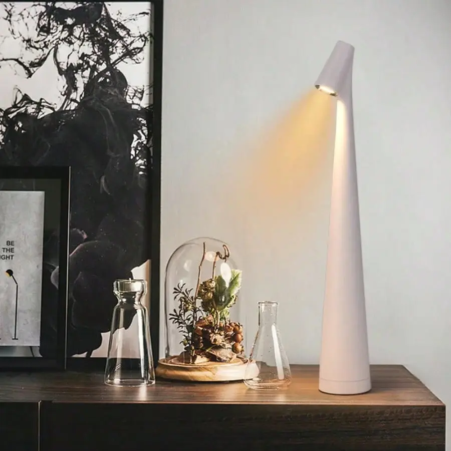 Modern Nordic Aluminum Desk Lamp - USB-Powered, Touch Sensor Control, Eye-Care Glow, Dimmable LED Bulbs, 0-5W Resin Accent, Plug-Free Indoor Lighting, Non-Smart Bases & Shades for Contemporary Home Decoration, Study Setup, Desk Lamps, Usb Lamp