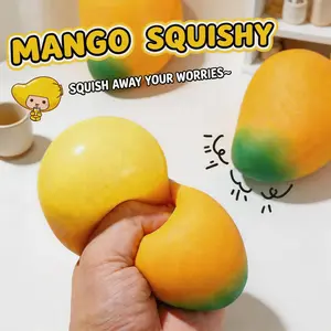 Mango Squishy Stress Toy, Super Soft Slow Rising Simulation Mango Squeeze Toy, Novelty Fidget Toy for Anxiety Relief, Cute Decompression Gift for Kids & Adults