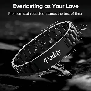 Masculine Watch Band Link Bracelet Personalized Jewelry Gift for Men DAD Father Husband Boyfriend