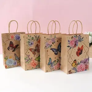 10pcs Butterfly Leather Paper Handbag, Gift Bag, Party Favor Bag, Convenient Carry Bag, Gift Wrapping Supplies, Suitable for Weddings, Birthdays, Parties, Christmas Gifts