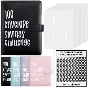 100 Envelopes Saving Challenge Binder A5 Money Organizer with Zipper Closure Cash Envelope System for Budgeting Financial Planning Save $5050 Easily Budget Organizer Practical Design Versatile Storage Money Saving Challenge Book