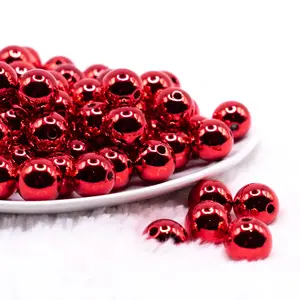 16mm Red Reflective Acrylic Bubblegum Beads