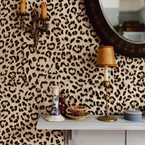 Trendy Leopard Print Peel and Stick Wallpaper Designs, Removable Self-Adhesive Vinyl, Easy Clean, for Accent Walls, Renter Friendly Decor