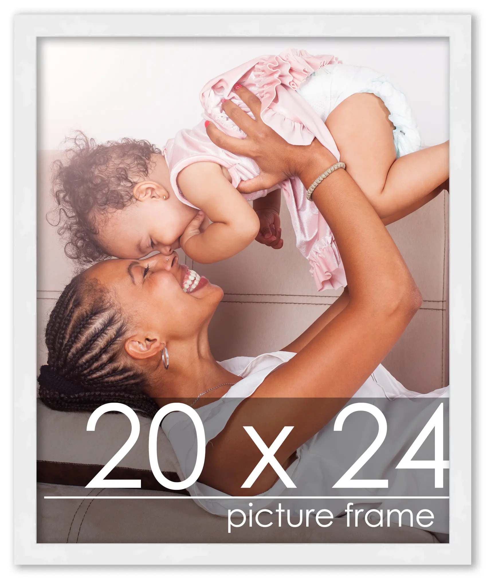 20x24 White Wood Picture Frame - UV Acrylic, Foam Board Backing, Hanging Hardware