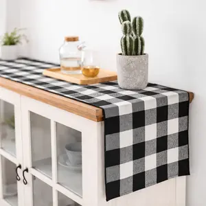 Black & White Buffalo Plaid Waterproof Table Runner