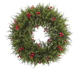 Nearly Natural 20" Cedar Berry Wreath