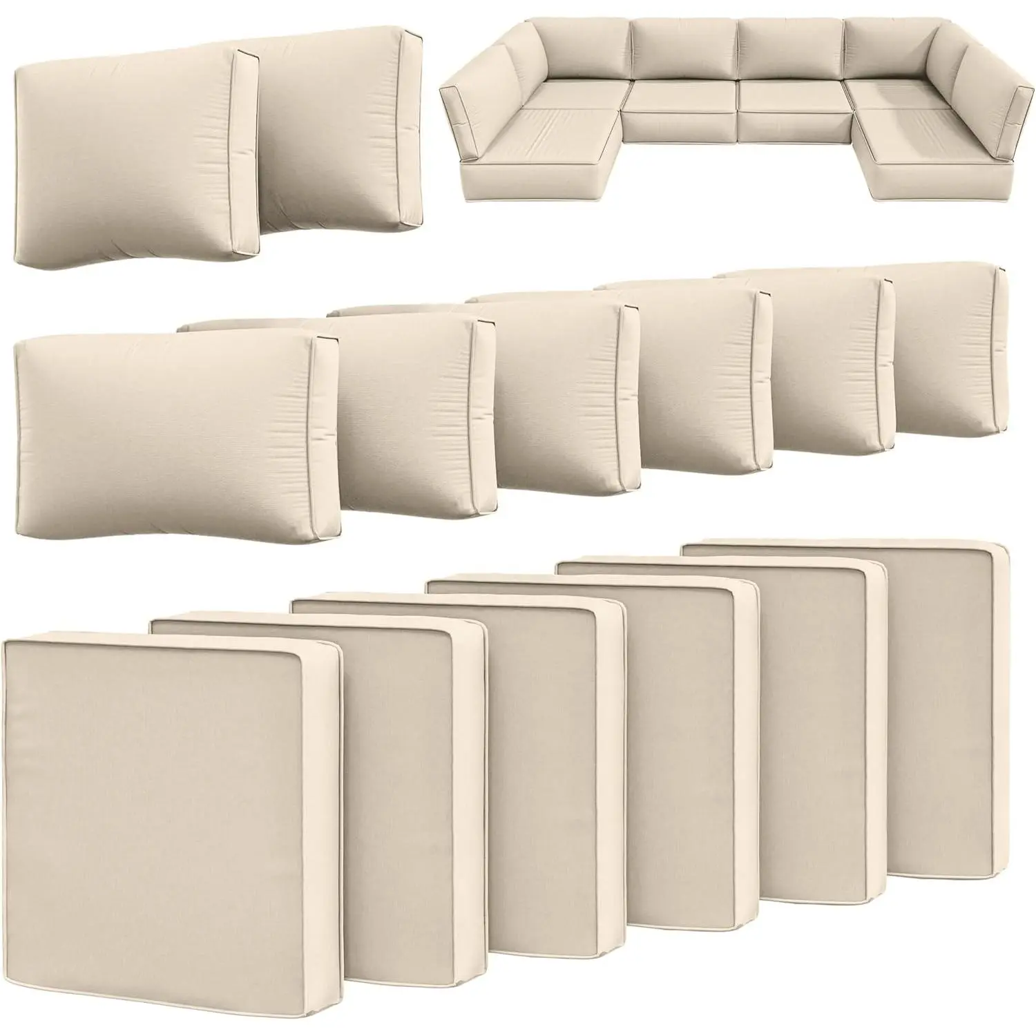 14 count Outdoor Cushion Slipcovers Outdoor Patio Cushion Covers Replacement  with Zipper for Outdoor Furniture, Patio Sofa Couch 3 Sizes, Covers Only