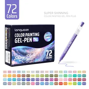 72pcs Languo Glitter Gel Pen Set, Color Painting, Art Drawing, Vivid Shimmer Effect, 1.0mm Tip, Smooth Coloring, Large Capacity, Rich Colors, Suitable for Paper, Fabric, Wood, DIY Crafts, Creative Projects