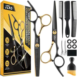 Hair Cutting Scissors Shears Kit, 6.7”Barber Shears, Professional Thinning Shears for Hair Cutting & Haircut Scissors for Barber/Salon/Home/Men/Women/Kids/Adults Shear Sets (Black) outdoor Aesthetic Stainless Steel Adjustable Haircare Handle Lightweight