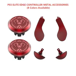 Ps5 Edge Elite Wireless Game Controller Metal Pattern Joystick Mushroom Head Thumb Grip Thumbsticks + Hardware Sliders, Premium Gaming Console Accessories