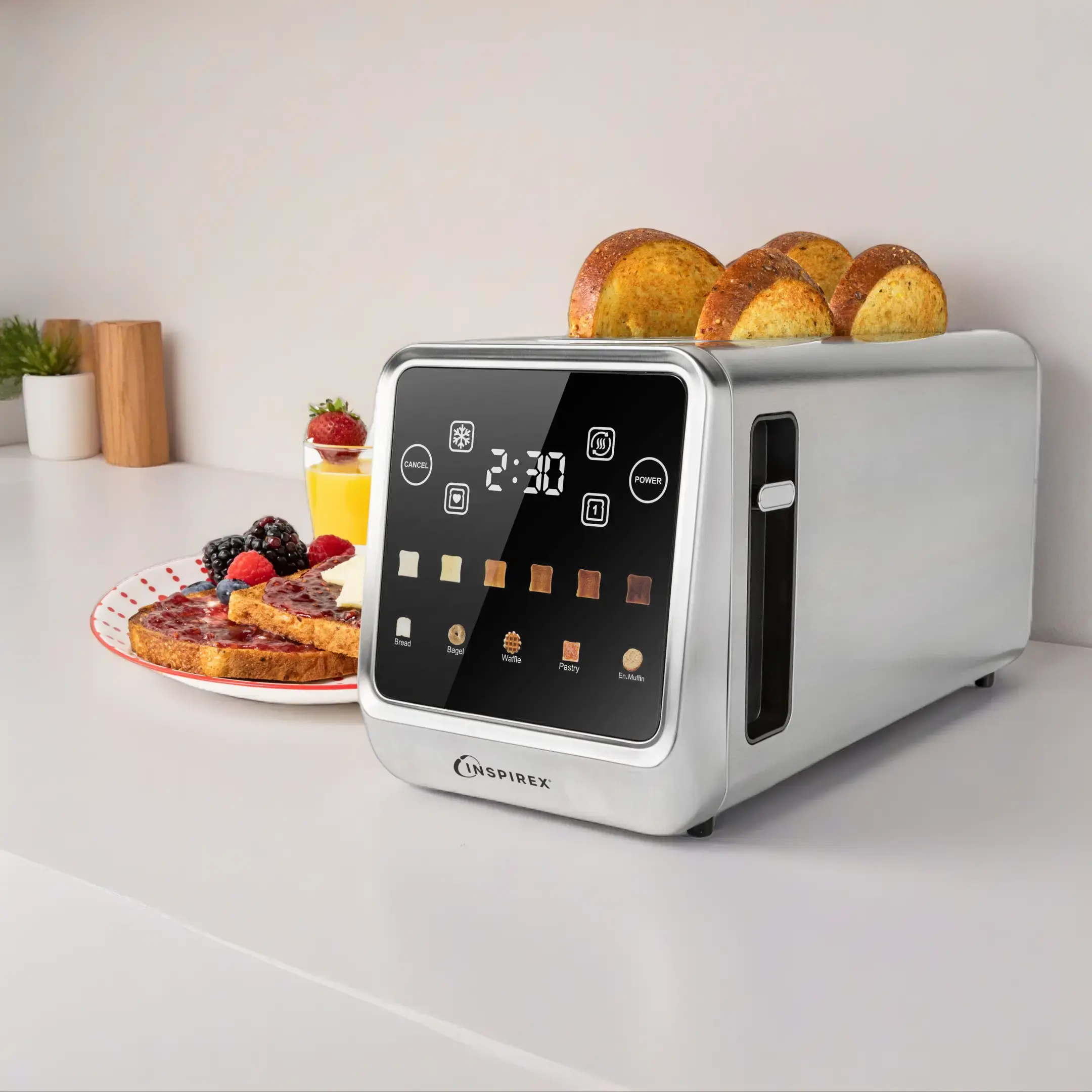 Inspirex 4-Slice Touchscreen Toaster, Household Kitchen Appliance Inspirex 4-Slice Touchscreen Toaster, Household Kitchen Appliance