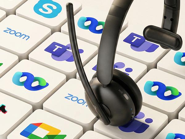 Wireless Headset with Mic for Work, Bluetooth Headphones with Microphone (Noise Cancelling) & Charging Base, Wireless Headset for Work from Home/Office/Call Center/PC/Computer/Teams/Zoom/Skype/Laptop