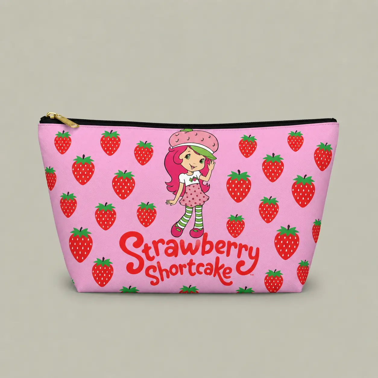 Strawberry Shortcake Pencil Pouch, Pink Strawberry Makeup Bag, Cute Y2K Cosmetic Case, Kawaii Travel Toiletry Bag, Zipper Pouch, Gift for Strawberry Lovers