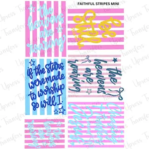 Faithful Stripes Mini DTF Transfer Gang Sheet 24.5" wide x 36" long. Direct To Film Mini Gang Sheet