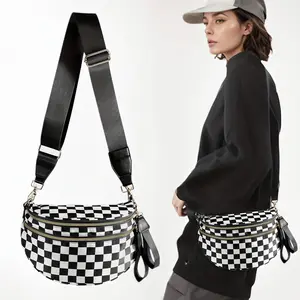 Chic Plaid Print Crossbody Bag | Large Capacity, Nylon, Adjustable Strap, Multiple Pockets, Zip Closure,Shopping, Outdoor Activities, Parties, Women, Stylish
