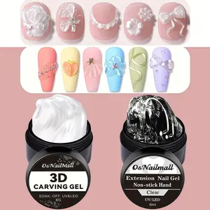 Osnailmall 2pcs Non-Stick Hand Sculpting Gel, DIY 3D Nail Art Painting Gel, Pearl Shell Thread Carving Gel, Nail Extension Gel, DIY Manicure Tools Clear