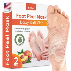 Célor Foot Peel Mask - Baby Soft Skin - Aloe Vera & Peach Extract - 2 Pairs - Cruelty-Free - Gentle on All Skin Types - Dermatologically Tested - Removes Dead Skin & Cracked Feet - Natural Ingredients