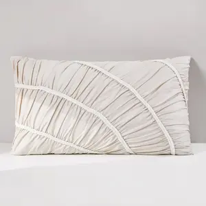 Lush Decor x Chuks Collins Flora Flow Decorative Pillow Cover - All Seasons Ruched Textured Cotton with Invisible Zipper - Modern Luxury Home Decor