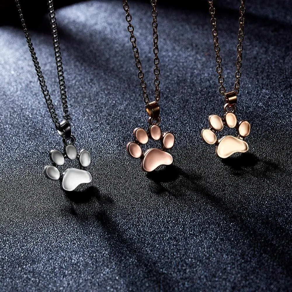 Dog Paw Print - Puppy, Cat, Kitten - Necklace Stainless Steel Pendant, Pet Love, Great Gift