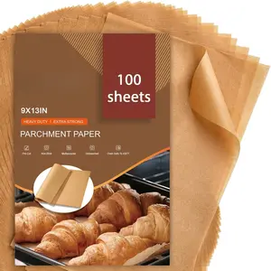 Paper Sheets, 9x13 In Non-Stick Precut Baking  for Baking, Grilling, Air Fryer, Steaming, and More (Unbleached) - Quarter Sheet Size,  for Bread, Cakes, Cookies, 100 count