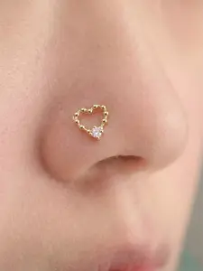 Women's Fashion Hollow Heart L-Shaped Nose Stud, Sparkling Synthetic Zircon, Vintage Elegant Style, Unique Simple Design, Perfect Gift, Nose Ring Jewelry, Vintage Body Jewelry