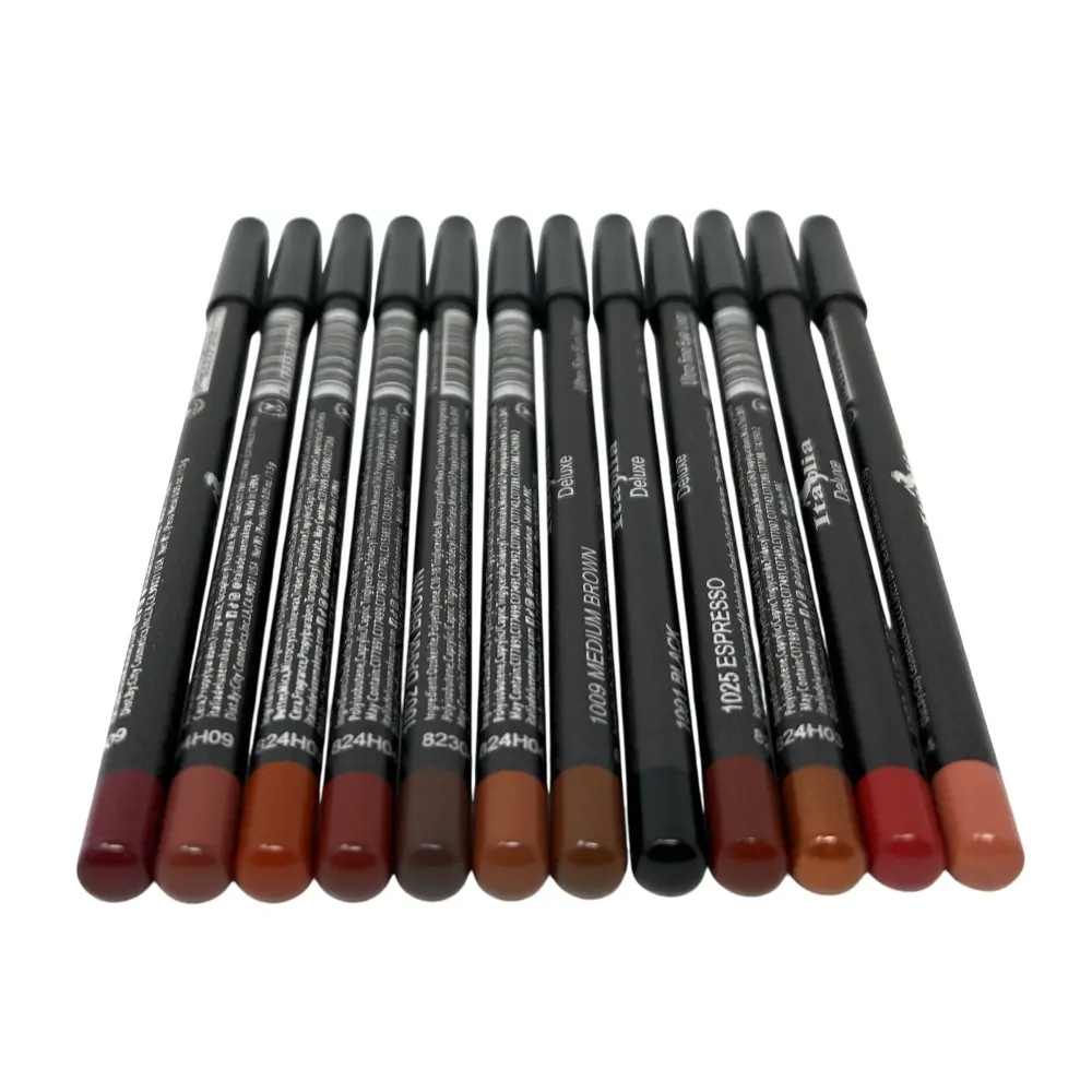 Italia Deluxe 12-Piece Brown Tone Cosmetic Beauty Bundle Kit - Ultra Fine Creamy Long-Lasting High-Pigmented Eyeliner & Color Lasting Lipliner Pencils with Various Shades, All Skin Types Makeup Set