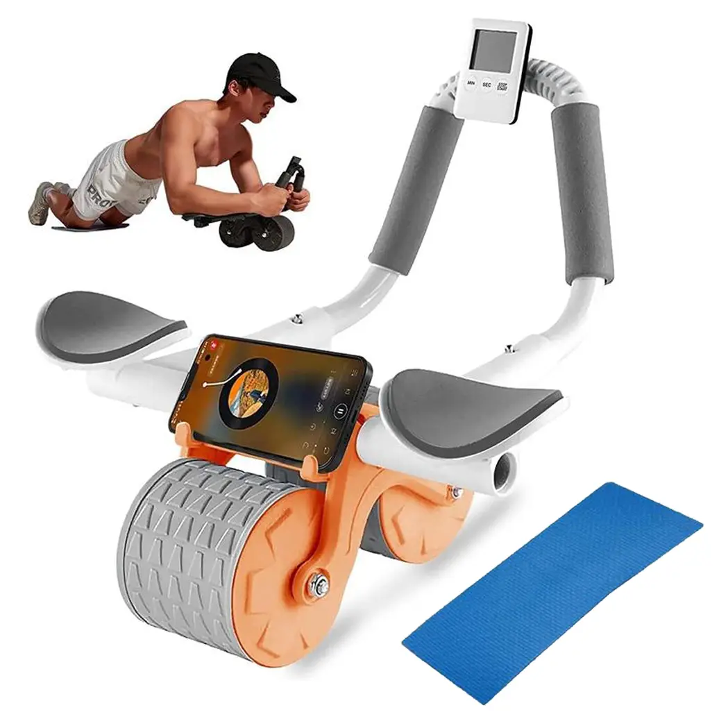 ab machine workout Automatic Rebound Ab Roller Wheel Exercise Equipment，Orange and black and grey and pink and blue