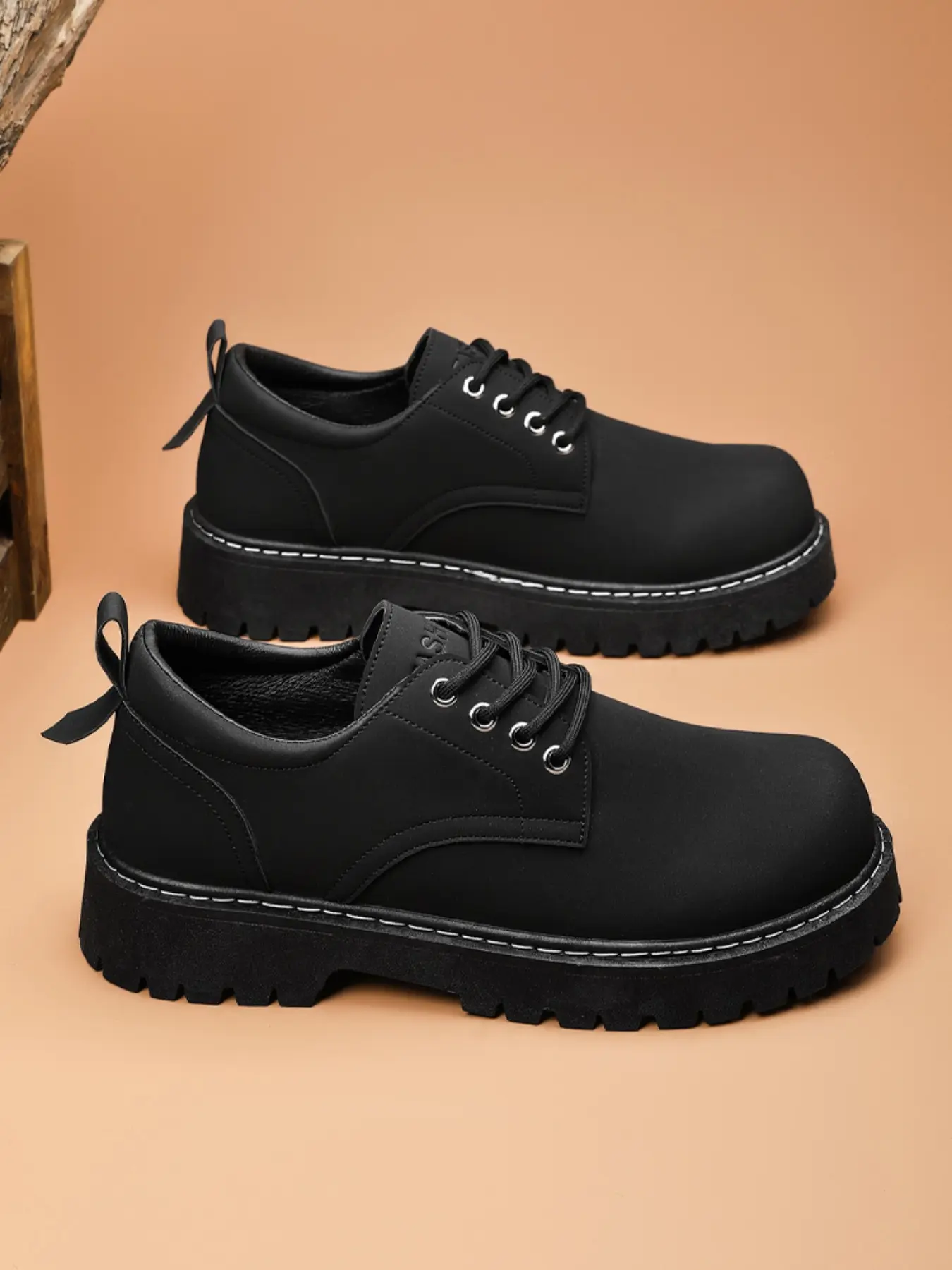Men's Casual Large Size All-Season Versatile PU Leather Derby Walking Shoes, Breathable Thick Sole Comfortable Footwear for Business & Outdoor