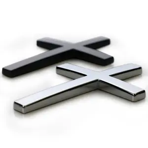 Christian Cross Sticker with Chrome Finish Universal Fit for Cars Motorcycles & SUVs Durable Zinc Alloy Faith Symbol Adhesive 2.6" x 1.85" Vehicle Decor