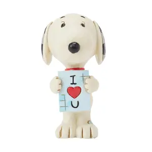 Peanuts by Jim Shore Snoopy w/ Love Sign Mini Figurine 3.1in H