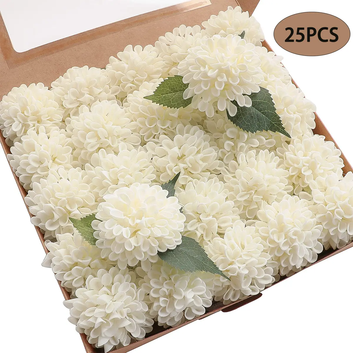 25pcs Flexible Artificial Dahlia & Ivory Foam Fake Roses Pack with Stems, Universal Artificial Plants Decor & Fake Flower Decor for DIY Wedding Bouquets, Home Decoration