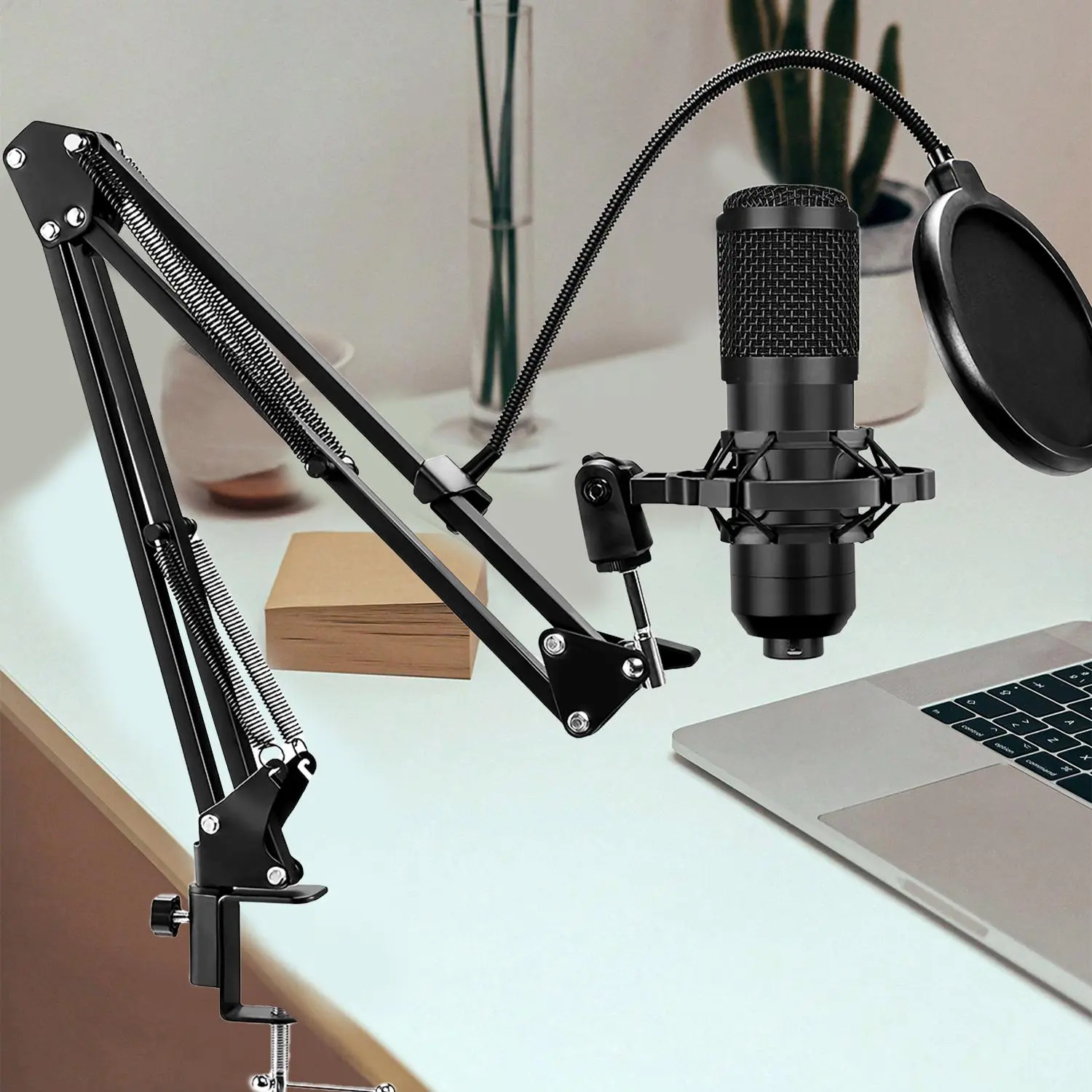 USB Microphone, 1 Set Plug and Play Adjustable Multifunction PC Condenser Microphone, Professional Audio Chipset Microphone for Recording, Gaming, and Singing