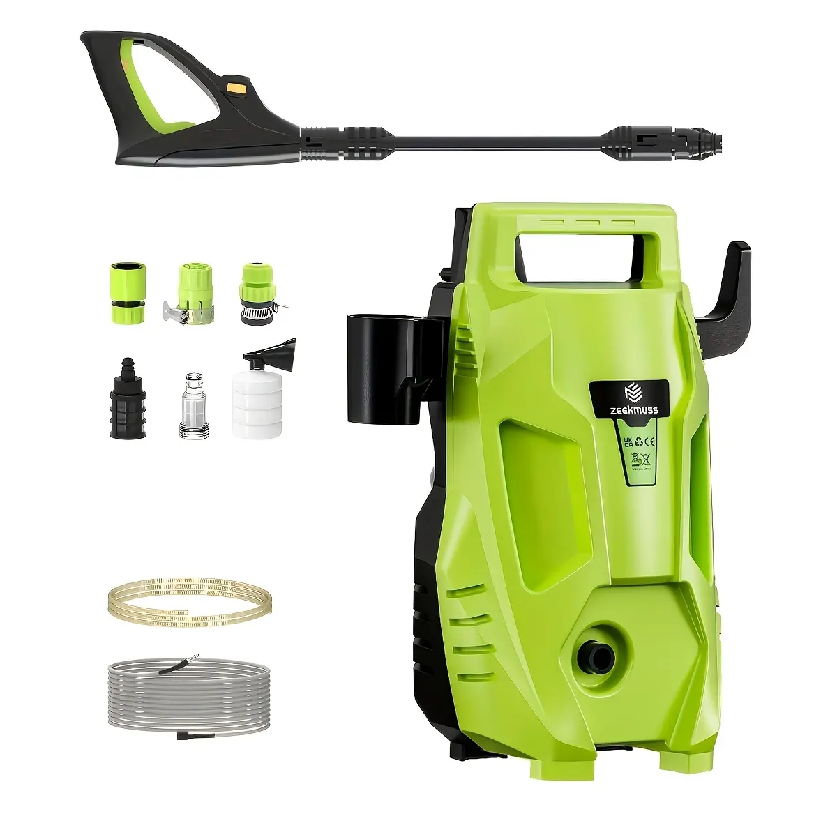 ZEEKMUSS High Pressure Washer, Electric Power Washer 4 Quick Connect Pressure Nozzles with Foam Cannon for Car, Driveway, Patio, Concrete Floor Cleaning