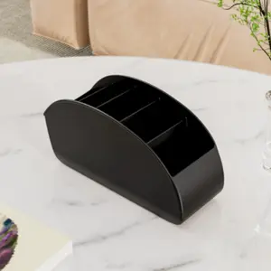 PU Remote Control Storage Box with 5 Compartments, Space-Saving Organizer for TV Media Player Pens Glasses Small Items, Home Office Use, Desk Organizer Tidy