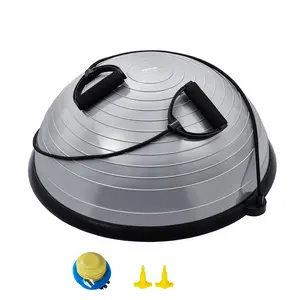 【Summervibes】VEVOR Half Exercise Ball Trainer,  , 23 inch Balance Ball Trainer, 660lbs Capacity Stability Ball, Yoga Ball with Resistance Bands & Foot Pump, Strength Fitness Ball for Home Gym, Full Body Workout, Gray