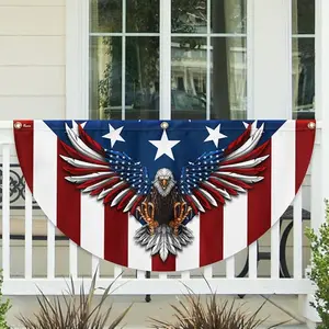 American Flag Patriotic Eagle American Non-Pleated Fan Flag Suitable for Outdoor and Indoor